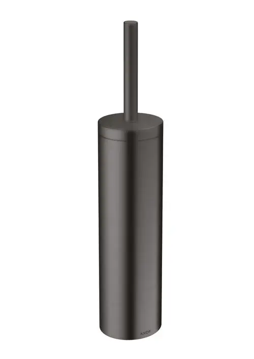 Kreisförmiger Toilettenbürstenhalter in gebürstetem Schwarzchrom von AXOR, mit geradem Griff und schlichter Form, wandmontierbar.